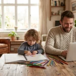A smiling person using a tablet on a sunlit patio, representing the start of a side hustle.