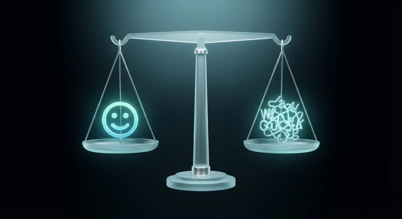 A 3D scale balancing a biometric face icon against a complex password string.