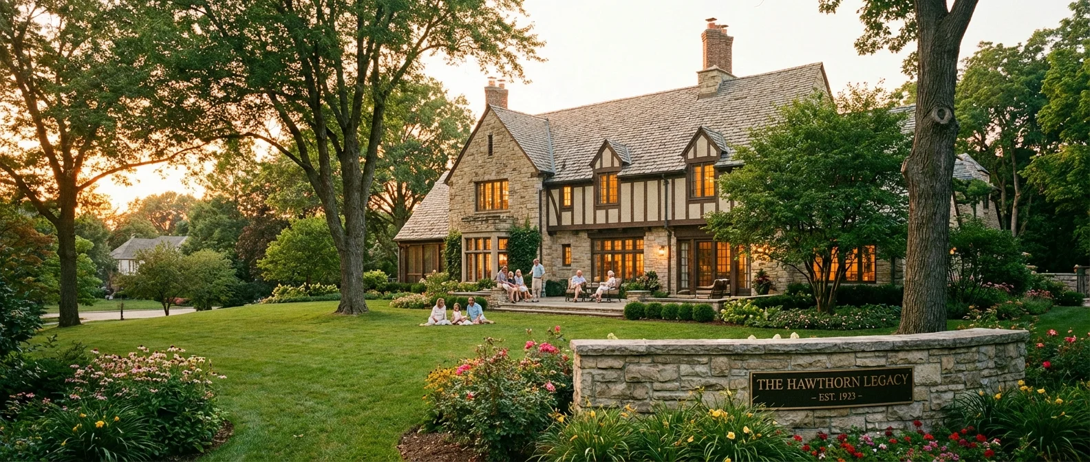 A beautiful family home at sunset, symbolizing the large lifetime estate tax exemption.