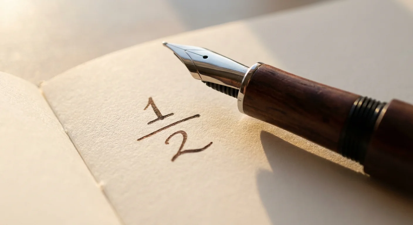 A close-up of a pen resting on a notebook with a simple mathematical formula written on the page.