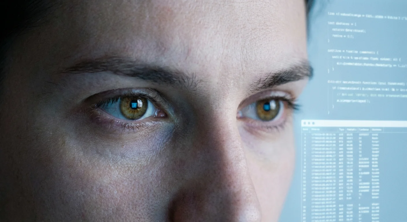 A close-up of a person's focused face as they carefully review financial details on a screen.
