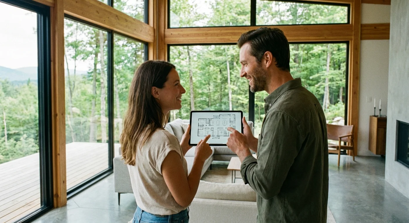 A couple in a modern home looking at a tablet, representing the 2026 mortgage landscape.