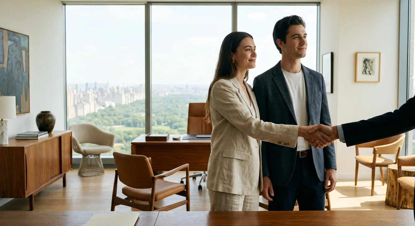 A couple in a professional office, symbolizing the peace of mind found in expert advice.