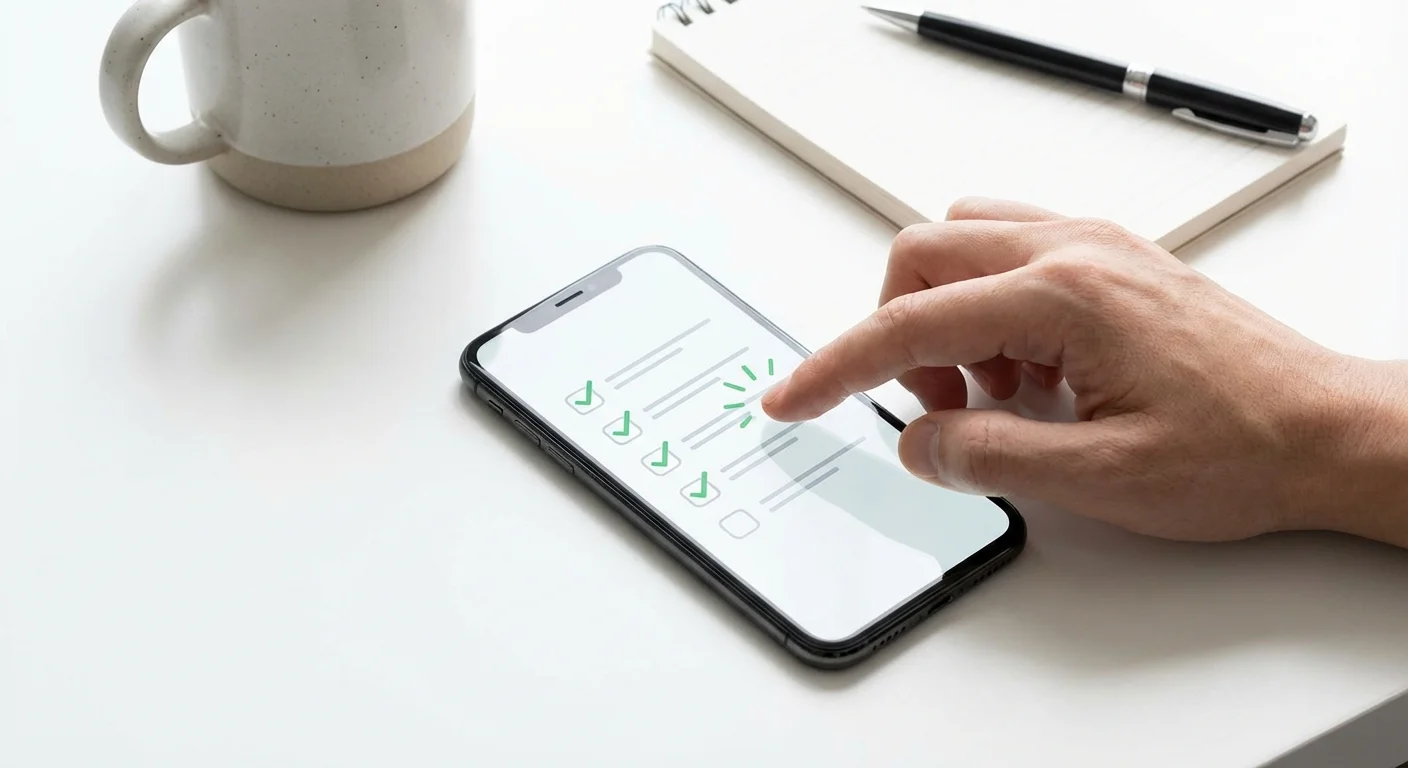 A digital checklist being completed on a smartphone screen.