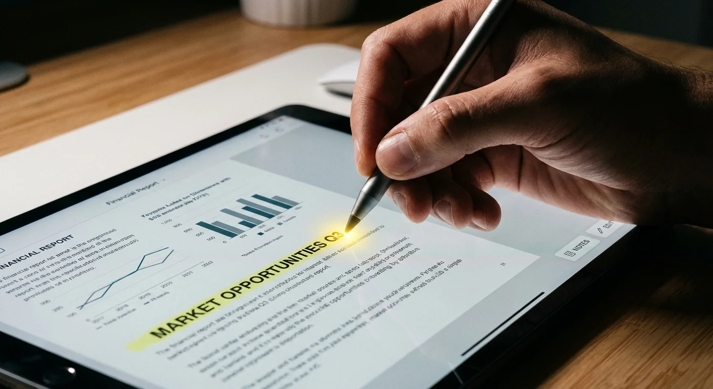 A person highlighting details on a digital insurance document using a stylus.