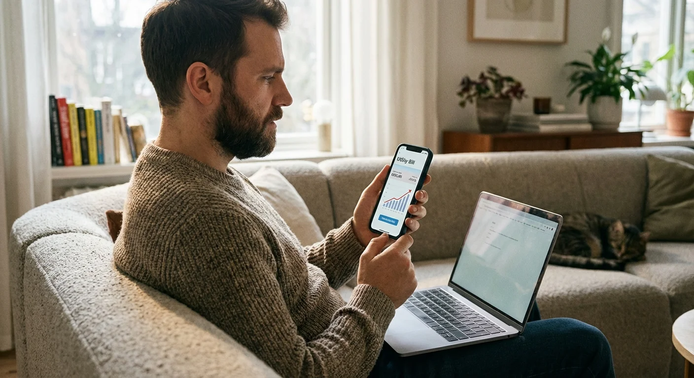 A person holding a smartphone against a city skyline, representing modern economic complexities in 2026.