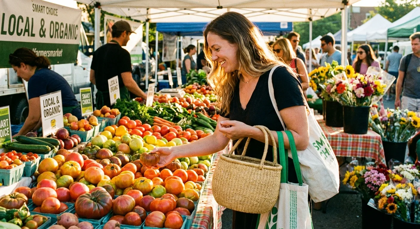 A person shopping for fresh vegetables at an outdoor market.