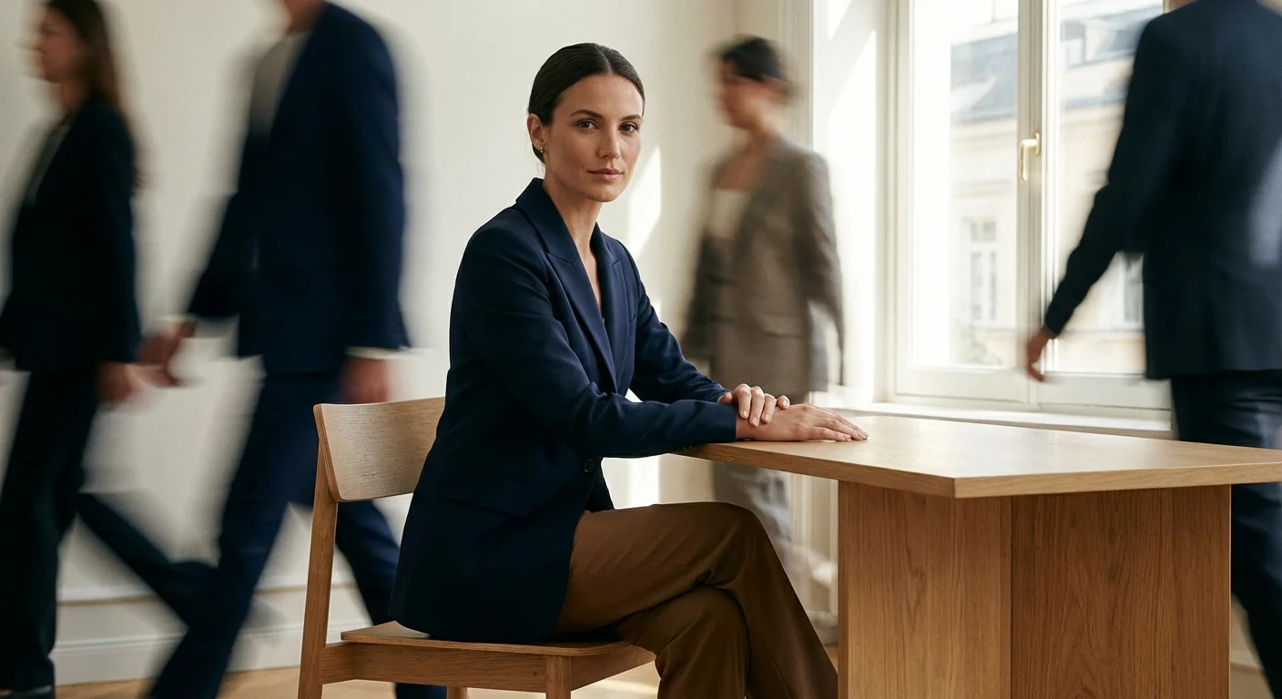 An abstract thermostat dial with a needle being pulled back to the center.