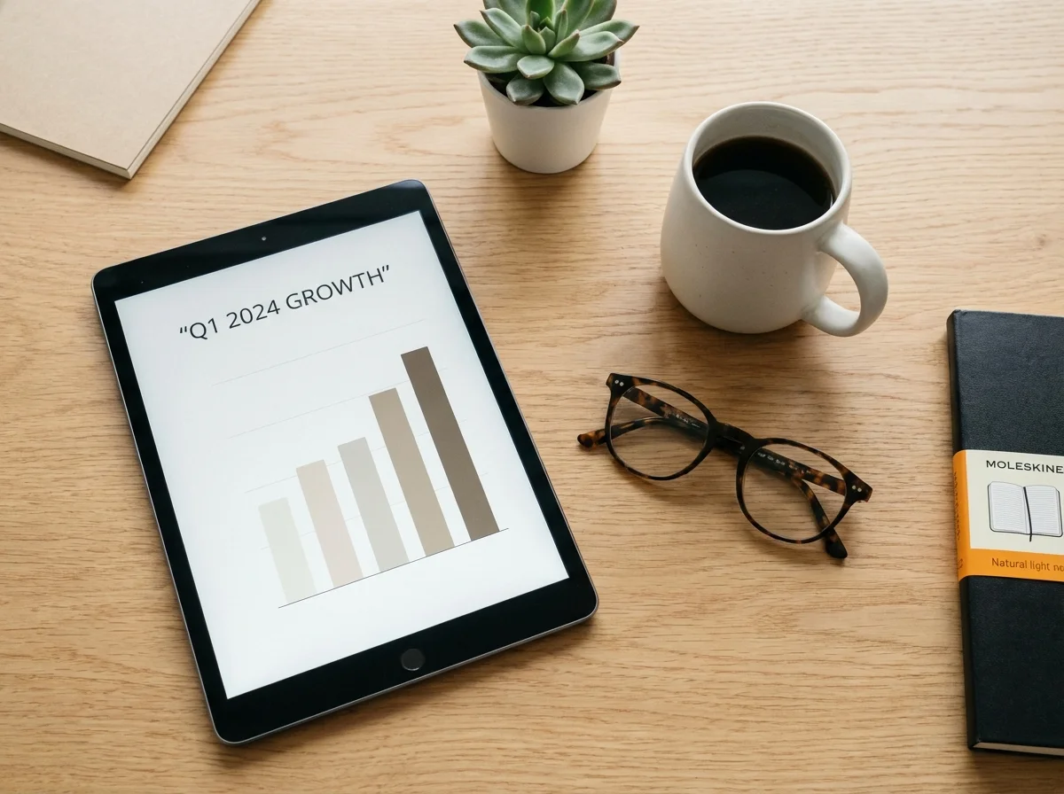 An organized desk with a tablet showing a chart, representing the comparison of different gifting strategies.