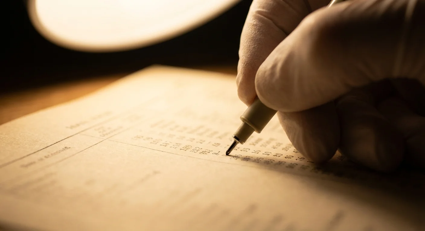Close-up of a hand pointing at a document, symbolizing the need for attention to detail.