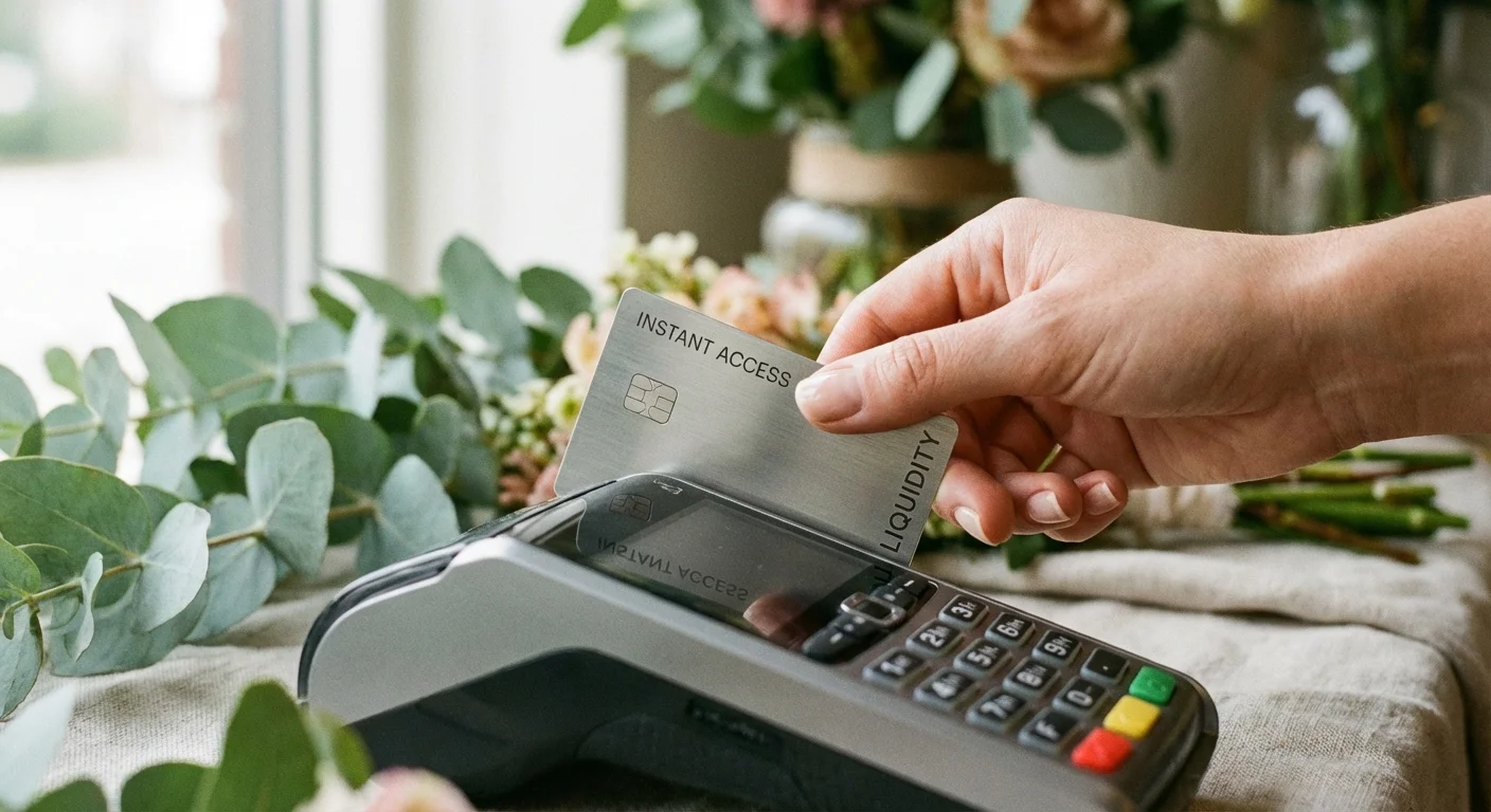Close-up of a person using a debit card for a purchase, highlighting immediate fund access.