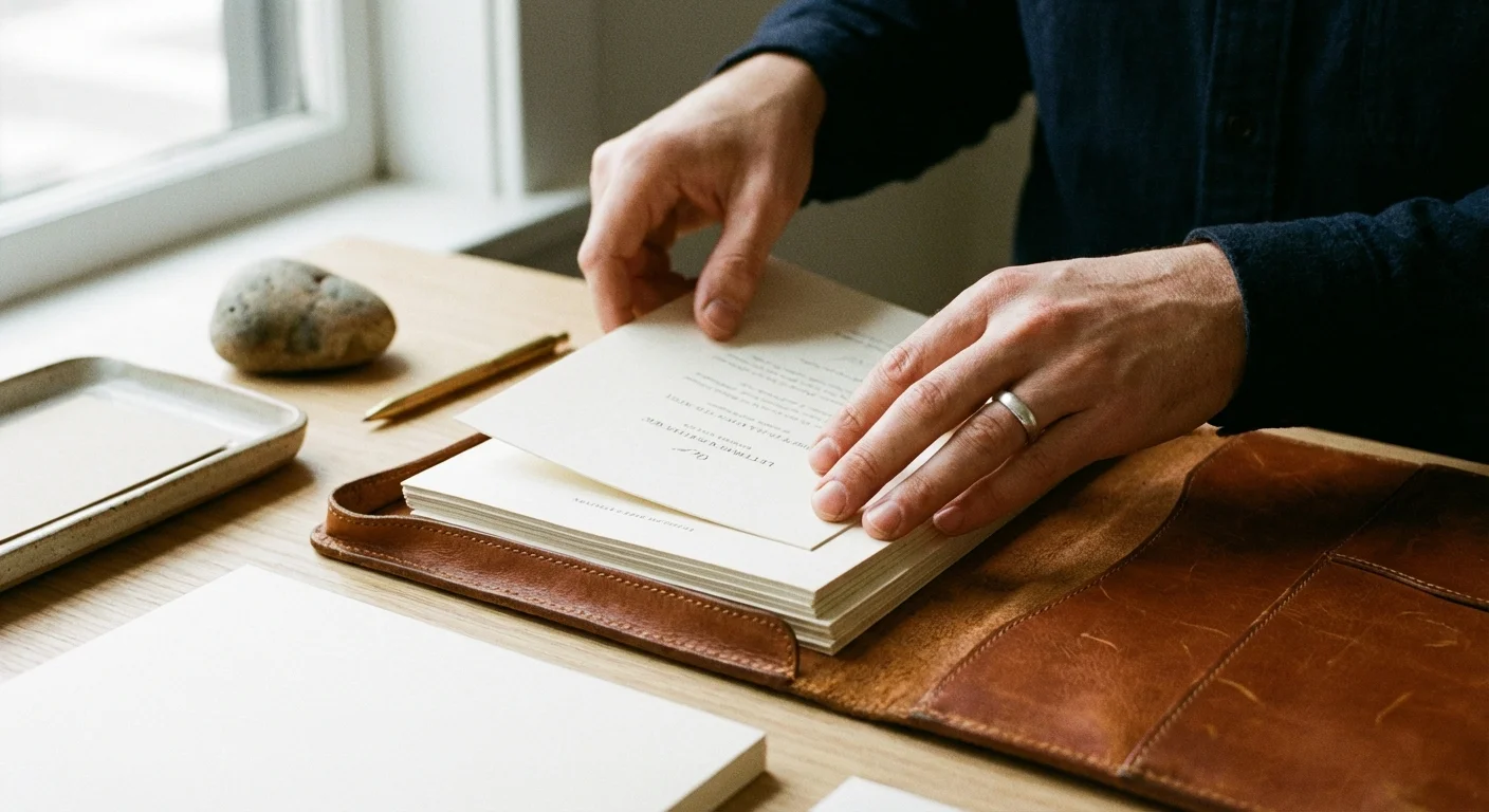Hands organizing documents in a folder, representing the attention to detail required in estate planning.