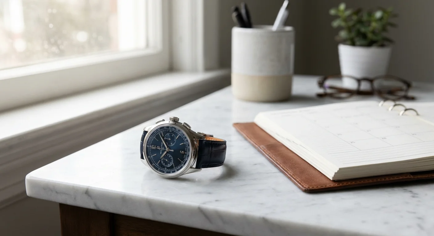 Hands organizing receipts and a calculator on a bright, clean desk.