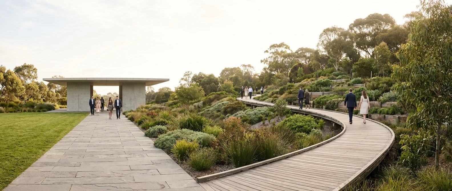 Illustration of a person using a magnifying glass to examine a path for potential obstacles.