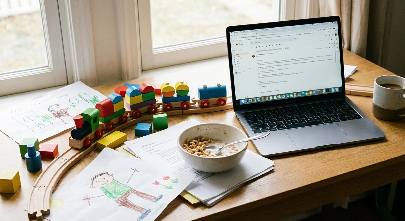 A home workspace cluttered with personal items, illustrating a common tax pitfall.