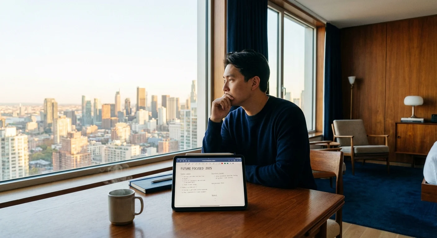 Two professionals in a focused conversation in a modern, blurred office setting.
