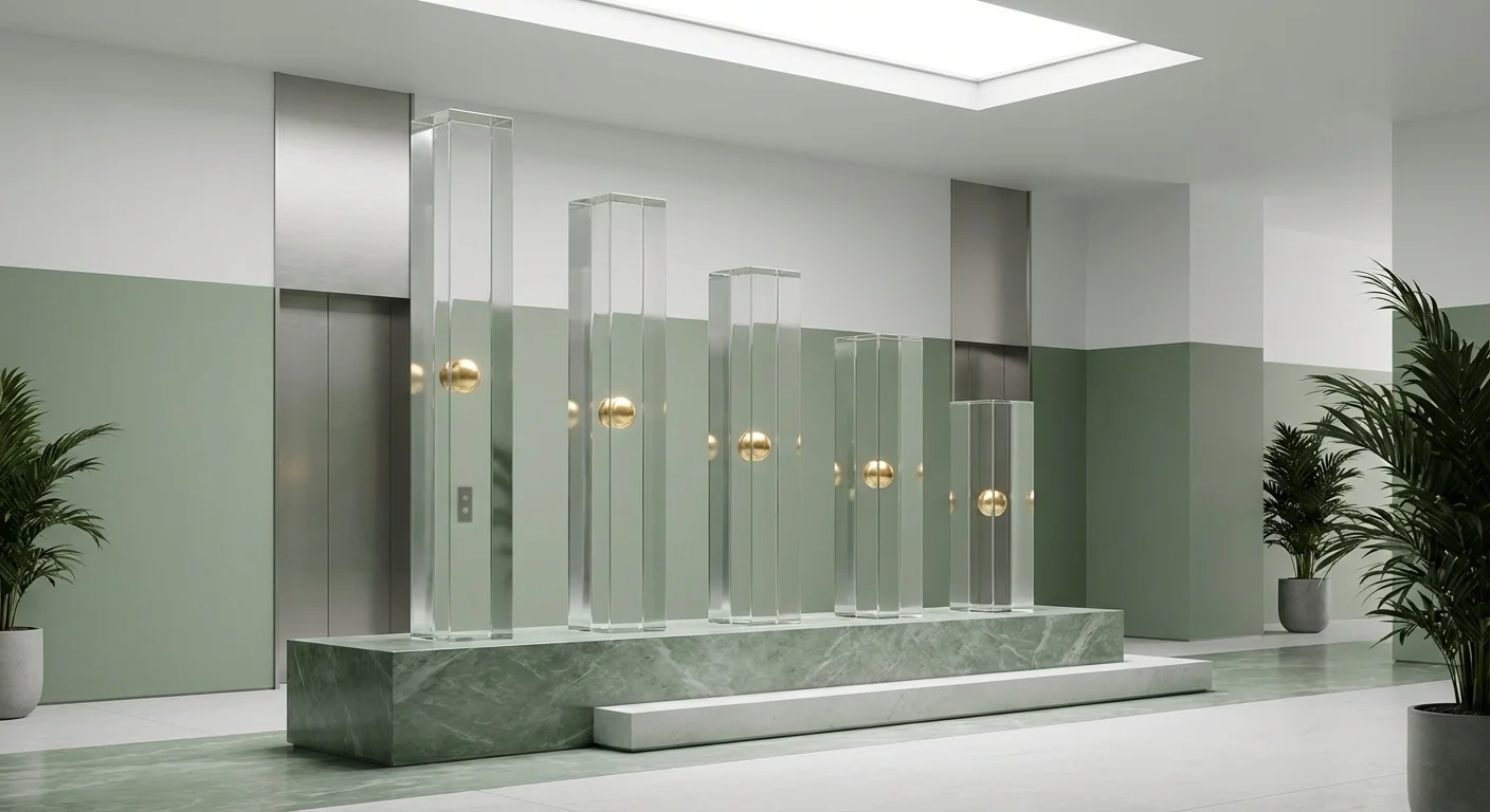 Five glass pillars of different heights representing staggered CD maturity dates.