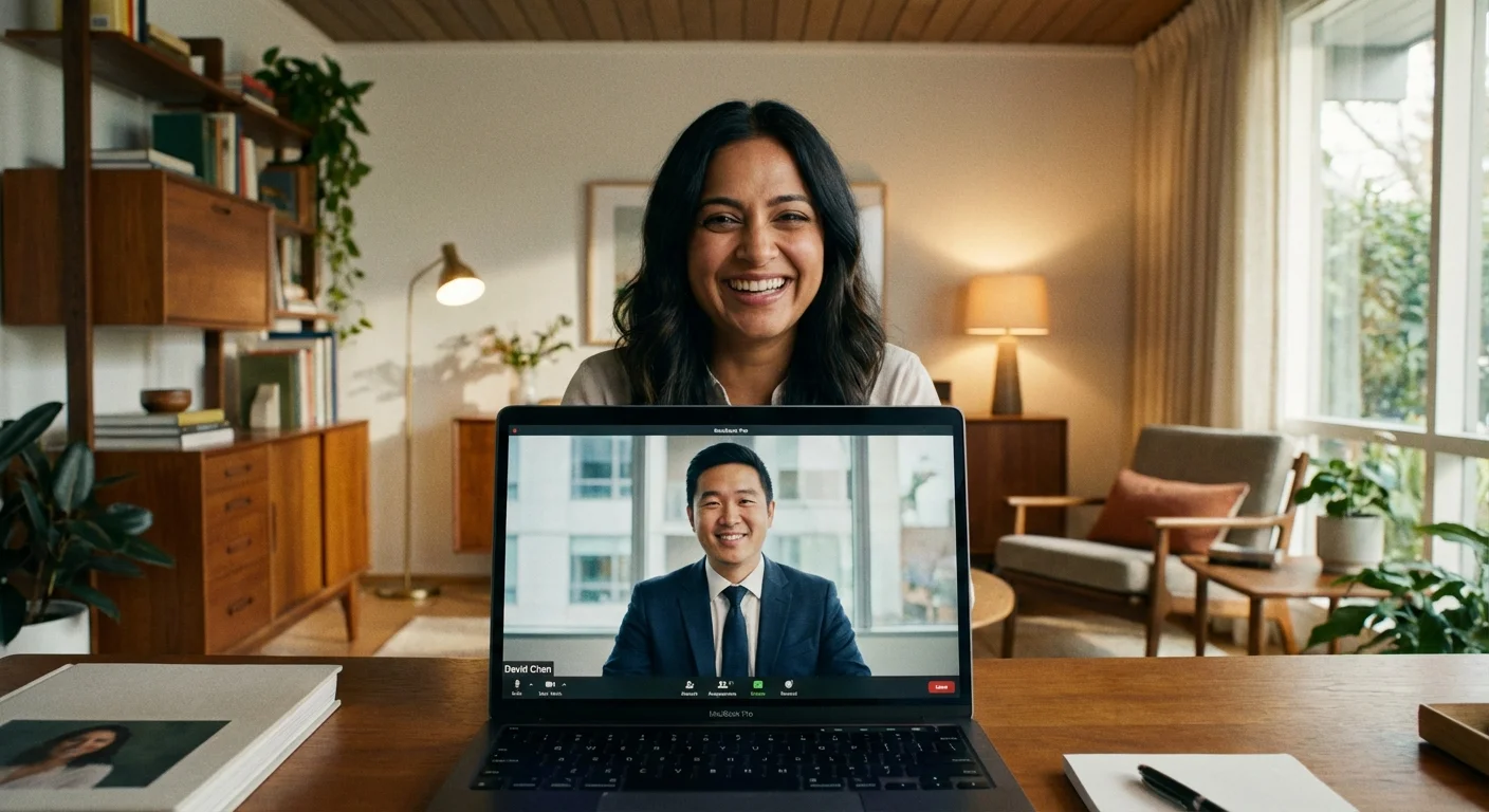 A person having a video consultation with a financial professional on their laptop.