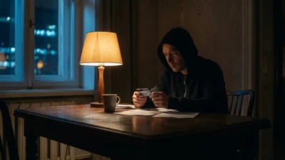 An investor looking out at a city skyline from a modern office, representing real estate growth.