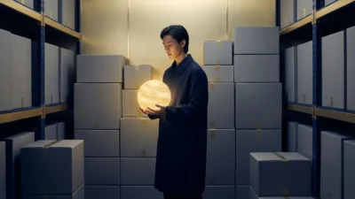 A mother and nanny reviewing employment paperwork in a bright, modern kitchen.