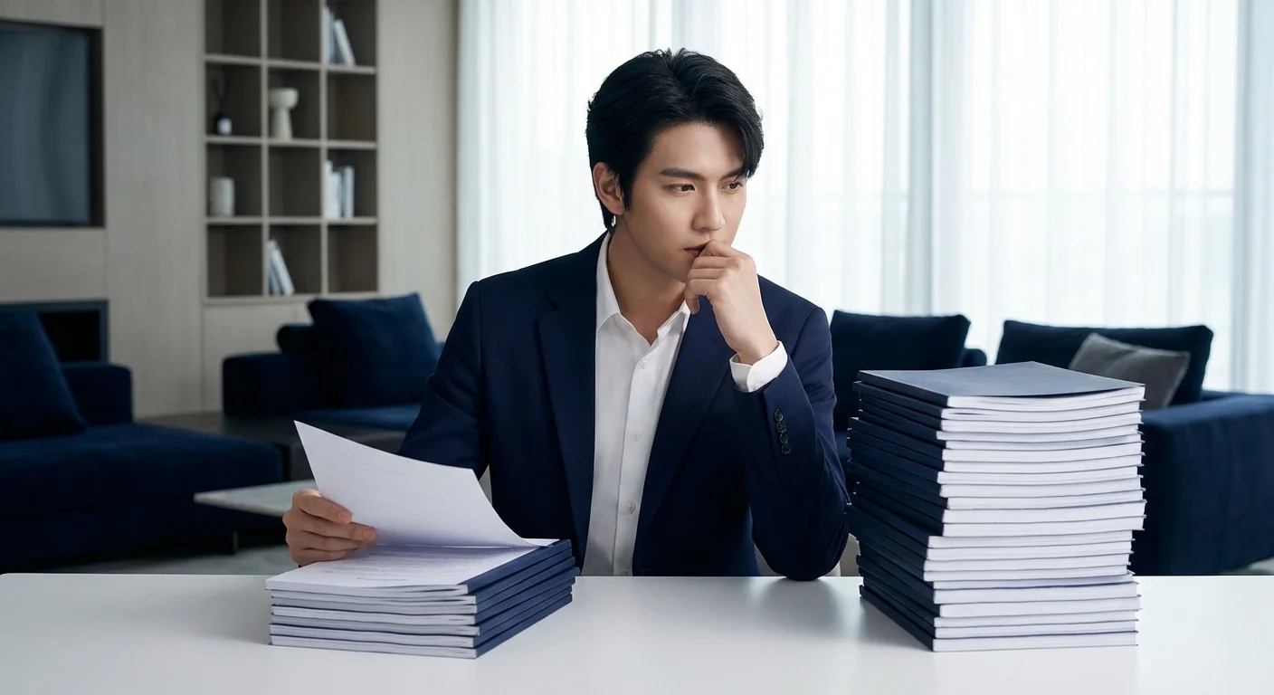 Two stacks of paper on a desk representing the choice between standard and itemized deductions.