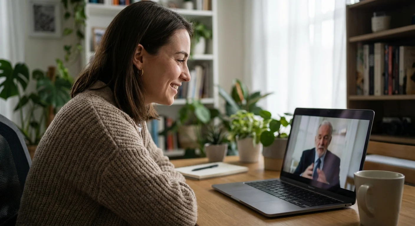 A split image comparing a real-world handshake to a cold digital job feed.